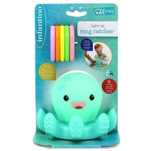 Infantino Light-up Octopus Ring Catcher Bath Toy with Five Rings